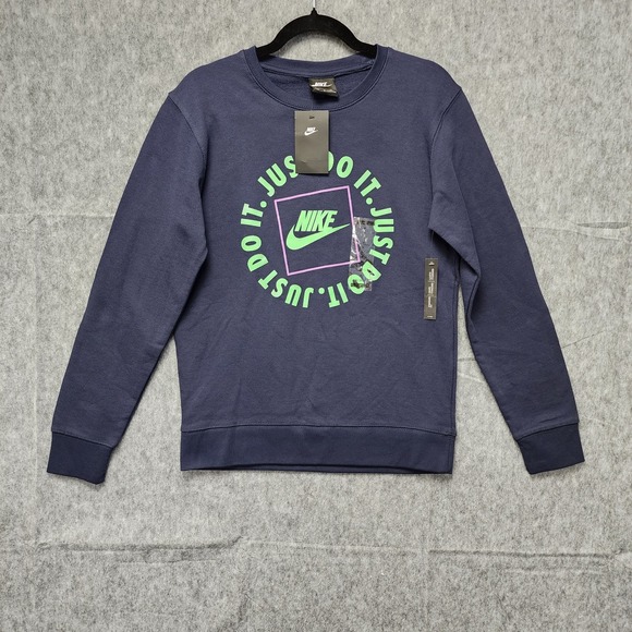 Nike Sportswear Just Do It Crewneck Mens Medium (Fits as Small) Navy Blue NEW - Picture 3 of 12